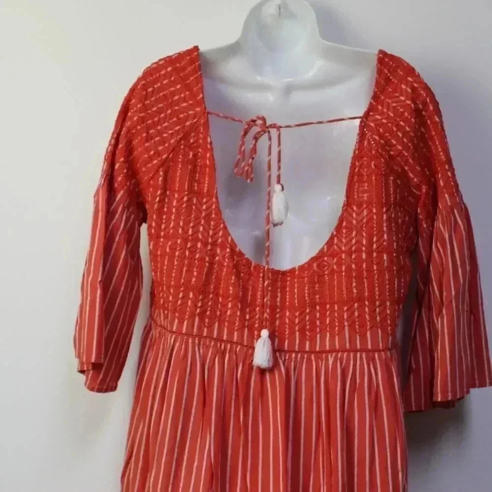 free people boho orange prairie dress scoop back - Picture 7 of 11